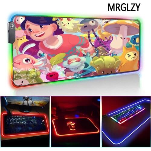 MRGLZY Drop Shipping LED Light RGB Large Mouse Pad XXL Anime Cartoon DeskMat Gaming Accessories for PC Laptop Keyboard Mice Mat