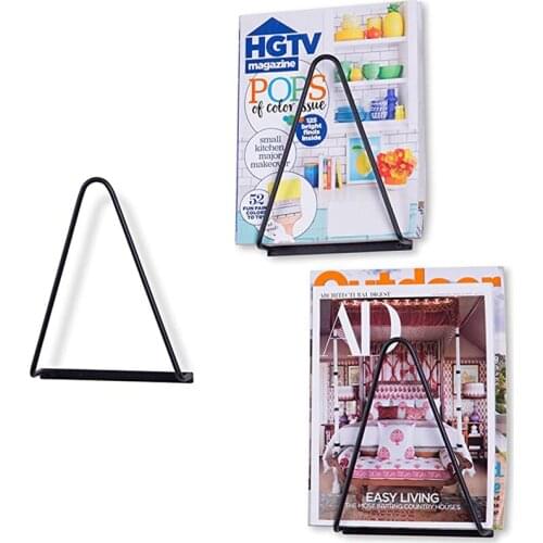 Set of 3 Wrought Iron Triangular Wall-Mounted Magazine Holders Black Vinyl Record Stand