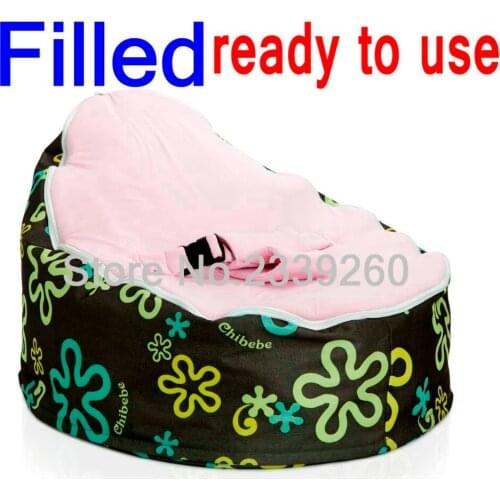 FILLED With Beans, ready to sleep relax New Pink Strap Baby Seat Baby Bean Bag Chair Beanbag Soft Snuggle Bean stuffed beanbag