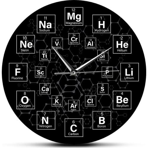 Science Wall Art Decor Classroom Wall Watch Chemistry Teacher Gift Periodic Table of the Elements Chemical Symbols Wall Clock