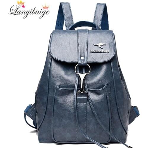 New 2021 High Quality Leather Backpack Women Large Capacity Travel Backpack School Bags for Teenage Girls Student Bookpack