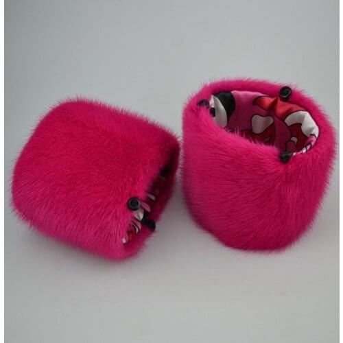 New arrival natural mink fur cuffs large 12cm parka sleeve bright color hand ring down coat armwarmer