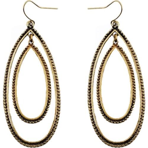 New design big alloy long earrings teardrop-shaped drop earrings ancient gold earrings jewelry free shipping