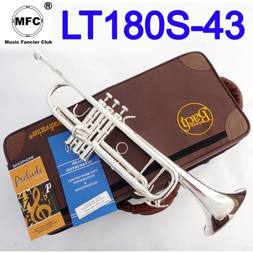 New MFC Bb Trumpet LT180S-43 Silver Plated Gold Keys Music Instruments Profesional Trumpets Student Included Case Mouthpiece