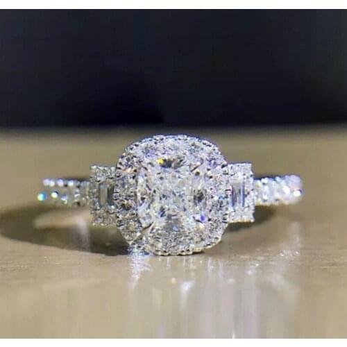 Wedding Band Women Rings Real 925 Silver Shiny Created Moissanite Elegant Bridal Ceremony Finger Accessories New Fashion Jewelry