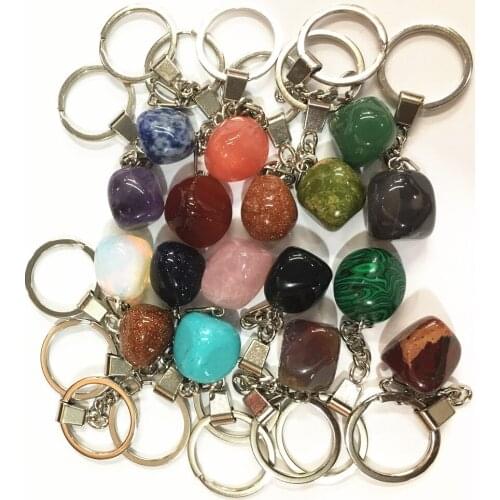 Original rock mineral amethysts lapis lazuli natural quartz stone car buckle chain key ring natural stone keychain