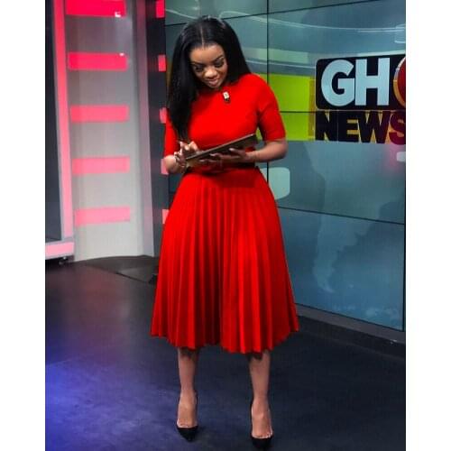 African Fashion Pleated Office Elegant Dress Women Summer 2021 Oversize Vestido Yellow Casual Ladies Midi Dresses Plus Size 3XL