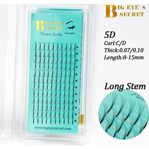Big eyes secret luxury 5D long stem premade fans volume eyelash extensions hand-made premium eyelashes