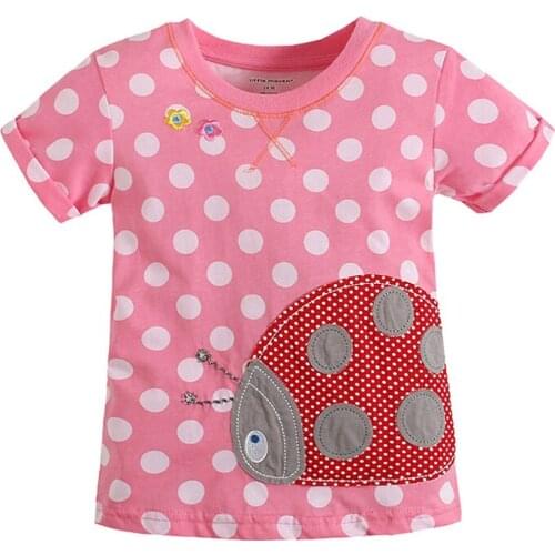 Pink Ladybag Short Sleeve T-Shirts Summer Brand Cotton Round Neck Childrens Clothes Kids Tops Tee 18mths-6yrs