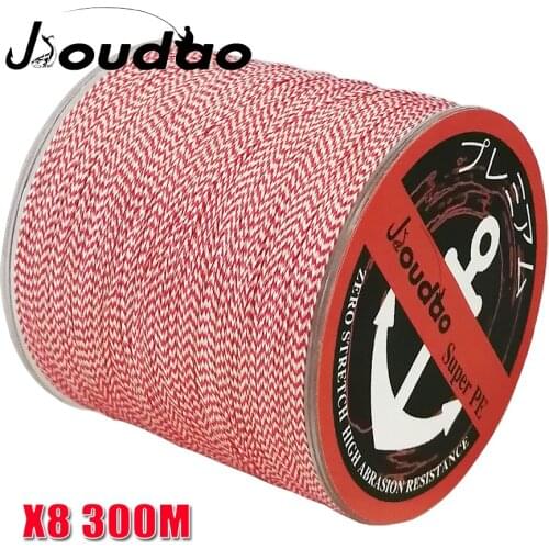 Jioudao 8 Strands 300M PE Fishing Line Japan Red Spot Line Super PE Line Spotted Invisible Multifilament Line 8LB-160LB