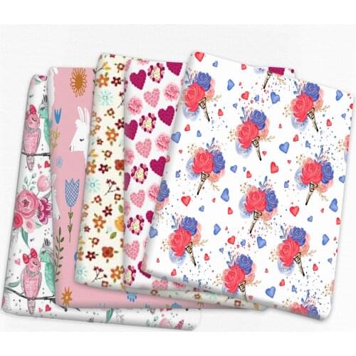50*145cm Floral Heart Polyester Fabric for Tissue Kids Home Textile Patchwork Cloth DIY Sewing Quilting Curtain,c15074