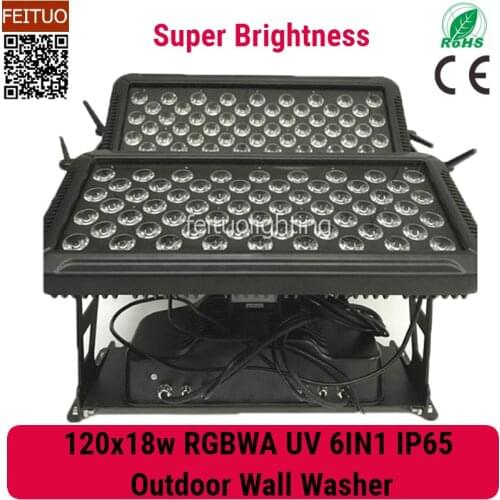 2pcs/lot LED IP65 Outdoor Wall Washer Flood Light 120x18w 6in1 RGBWA UV 6IN1 Stage Light Brightness City Color Disco Lights