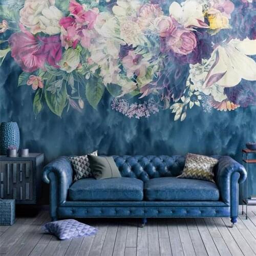 Wellyu Customized large mural green wallpaper Nordic minimalist retro abstract rose flower bedroom background wallpaper