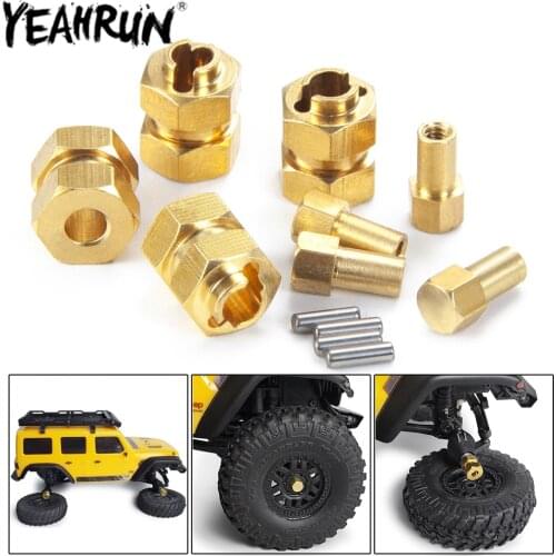 YEAHRUN Brass Wheel Hex Extended Adapter 4mm Widen for 1/24 Axial SCX24 90081 AXI00001 AXI00002 RC Crawler Car Upgrade Parts