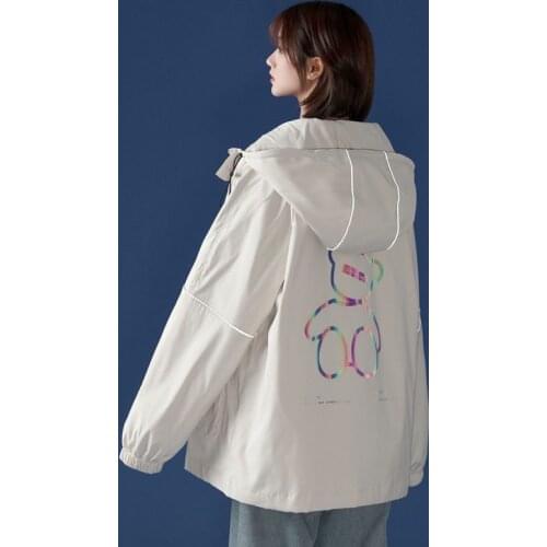 Harajuku baseball uniform women spring autumn Korean oversized 2021 new techwear jacket trend Bear print punk streetwear coats
