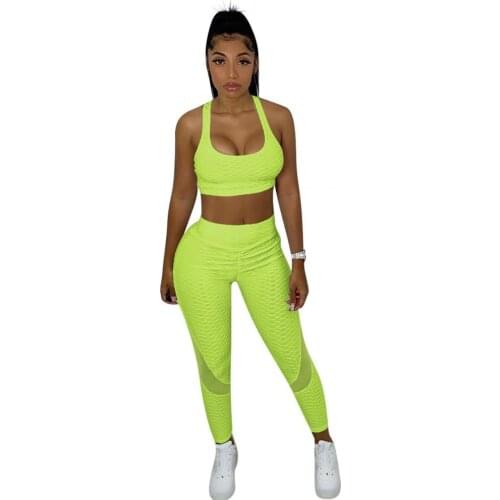Women Suit Fitness Clothing Casual Crop Top and Pants Matching Set Workout 2 Piece Set Women
