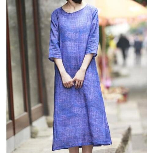 2020 Original beautiful Ramie printing womens Dress Female Dresses 18061-51