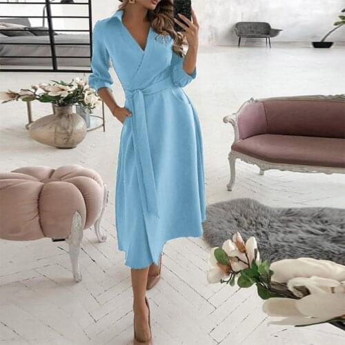 2021 Elegant Women Letter Diamond Print Party Dresses Summer Office Ladies Sexy V-Neck Dresses Female Casual Long Sleeve Dress