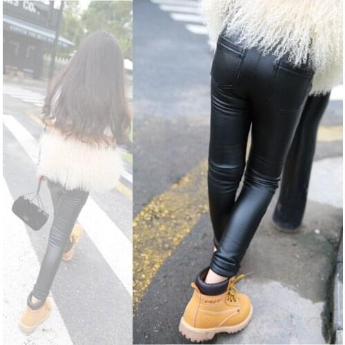 Baby Girl Winter Pants Leggings Girls Kids PU Legging Long Pants Children Outfit
