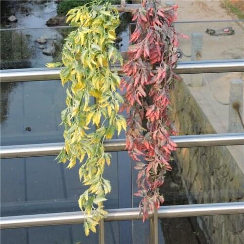 3pcs 76cm Plastic Artificial Ivy Leaf Branch Plant Hang Garland Vine for Home Office Wedding Christmas Decor Purple Green