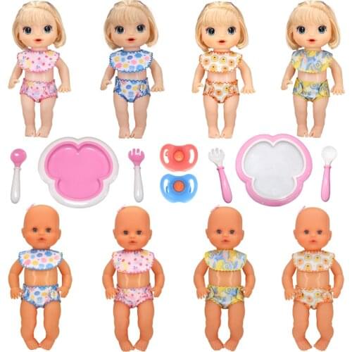 4 Colors Diaper Bib Doll Clothes Fit Newborn Baby Alive 30-35 cm Zapf Nenuco Doll,12-14 Inch American Girl Dolls Nappy Accessory