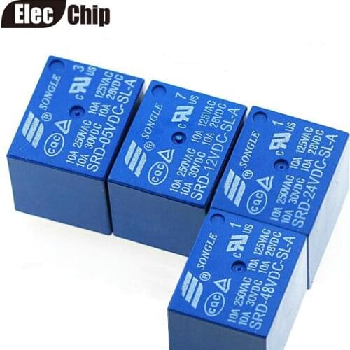 5PCS Relays SRD-05VDC-SL-A SRD-12VDC-SL-A SRD-24VDC-SL-A SRD-48VDC-SL-A 05V 12V 24V 48V 10A 250VAC 4PIN T73