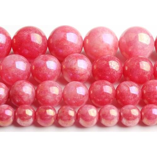 6/8/10/12mm Natural Red Electroplated Angelite Stone Beads Round Loose Beads DIY Jewellery Making Bracelet Necklace 15' 'Strand