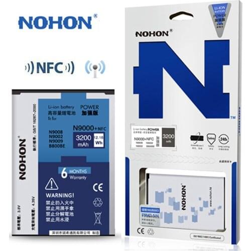 Original NOHON Battery For Samsung Galaxy Note 3 Note3 N9000 N9006 N9005 With NFC High Capacity 3200mAh Batteries Retail Package