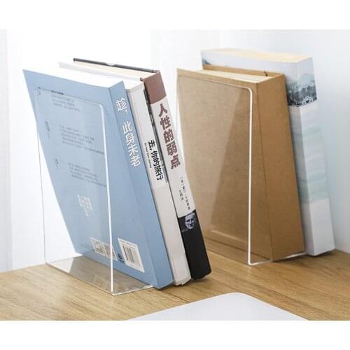 1Pc Acrylic Transparent Bookends L-shaped Desk Stand Holder Book Stand Holder Frame Document Holder Stand Desk Organizer Bookend