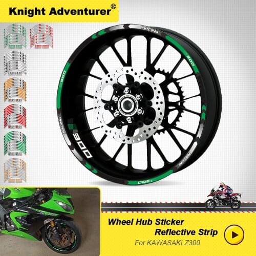 Sell well Motorcycle Accessories Wheel Tire Rim Decoration Adhesive Reflective Decal Sticker FIT For Kawasaki Z300 Z 300 z300