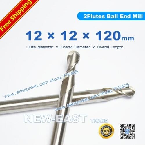 Fast delivery New 12.00mm (R6) 12mm Shank 2 Flutes Ball Cutter Nosed End Mill Cutter