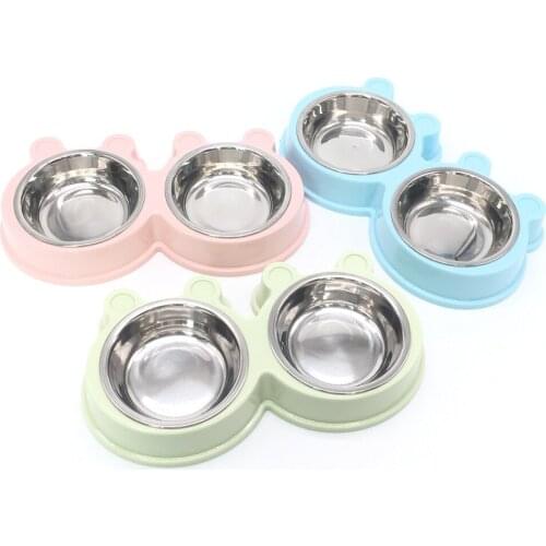 Double Pet Bowls Dog Food Water Feeder Stainless Steel Pet Drinking Dish Feeder Cat Puppy Feeding Supplies Small Dog Accessories