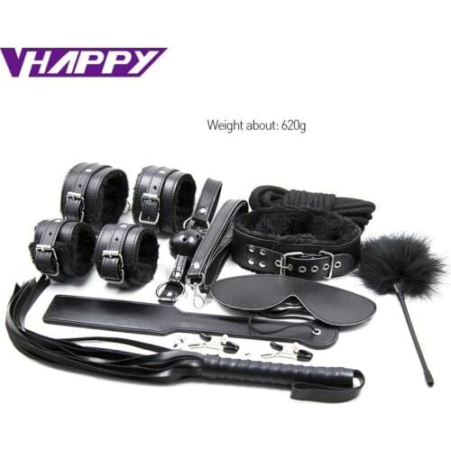 11pcs/set sex toys for couple flirt toys adult games Sex Toy role-playing fun suit Sexual bondage props Plush Handcuffs Collars