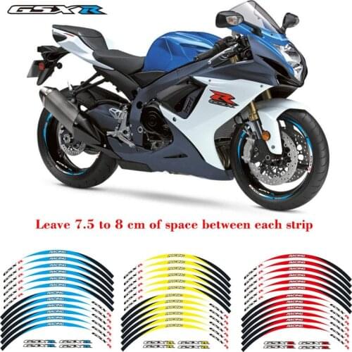 Hot sale high quality 12 Pcs Fit Motorcycle Wheel Sticker stripe Reflective Rim For Suzuki GSX-R GSXR600 750 1000 250 400 gsxr