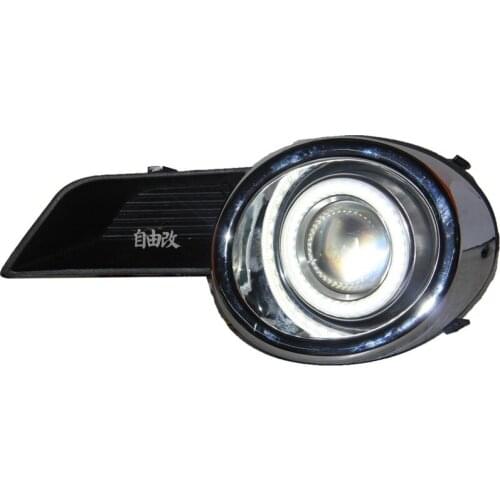 Eosuns Innovative Cob Angel Eye Led Daytime Running Light Drl + Halo Fog Lamp + Projector Lens for Toyota Highlander