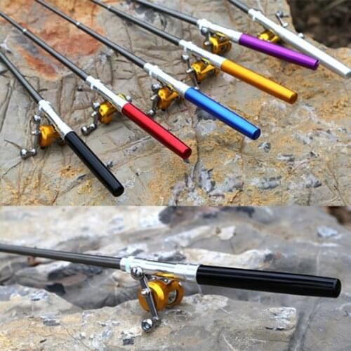 Htdob mini pocket pen pole Ice fishing rod with drum wheel small sea pole portable fishing rod