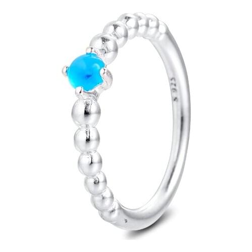 Sky Blue Beaded Rings 100% Authentic 925 Sterling-Silver-Jewelry Free Shipping