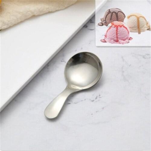 Cute Stainless Steel Sugar Salt Spice Condiment Spoon Short Handle Kids Spoon Ice Cream Spoon Tea Coffee Scoop Kitchen Tools