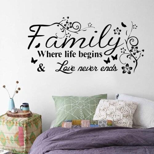 Cartoon family Text Decal Removable Vinyl Mural Poster For Kids Rooms Home Decor Wall Art MURAL Drop Shipping