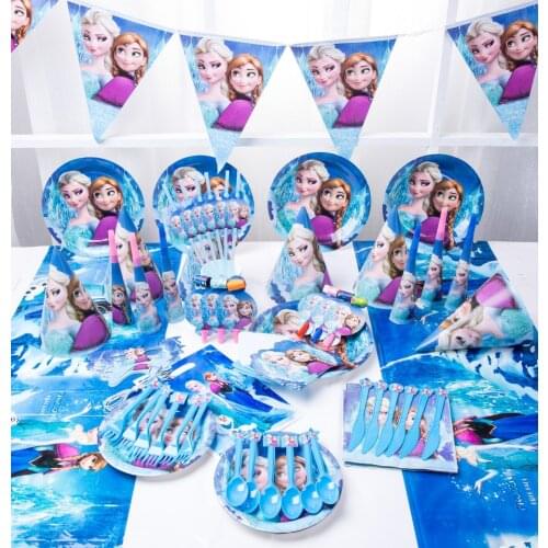 Disney Frozen Party Elsa Princess Set Decoration Party Supplies Cup Straws For Birthday Party Decorations Kids Baby Shower Gift