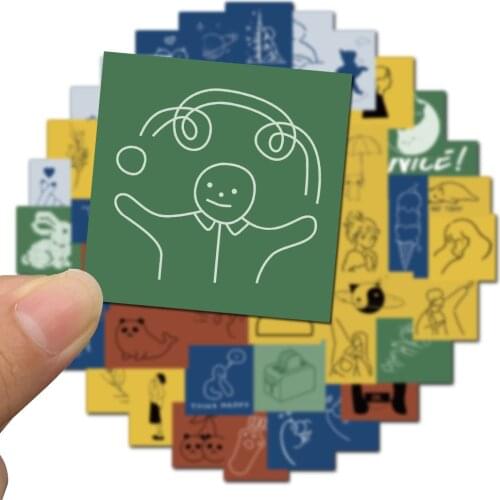 48pcs/bag Cartoon Illustration Stickers for Car Motorcycle Water Cup Decal Luggage Skateboard Computer Guitar Phone Cute Sticker