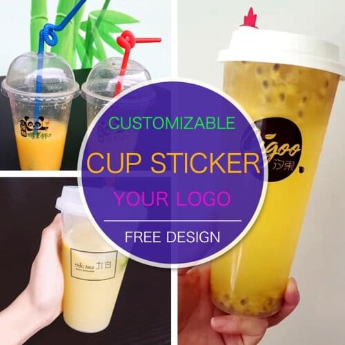 500pcs Customizable Adhesive Packaging Labels LOGO Prints Coffee Milk Tea Cup Stickers