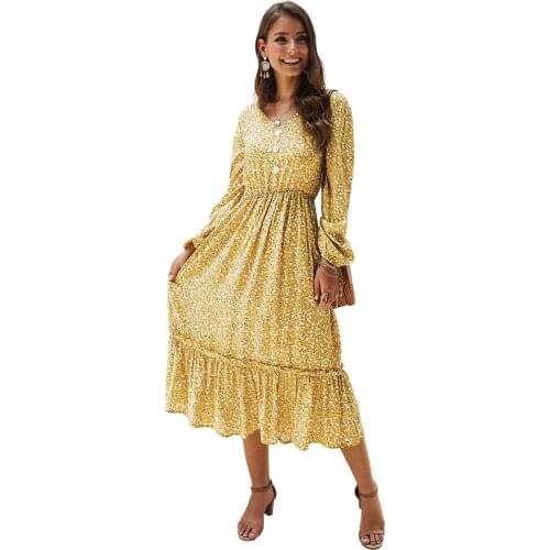 2020 spring and summer new long-sleeved elegant fashion dress