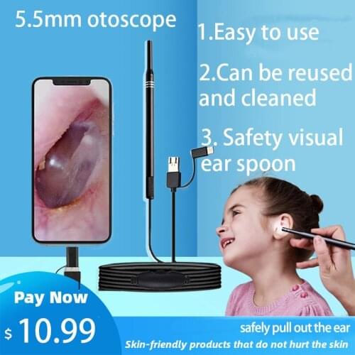 5.5mm Otoscope Video USB Ear Cleaner Endoscope Mini Visual Earpick Camera Type c Micro Endoscopic For Cars Android Mobile Phone