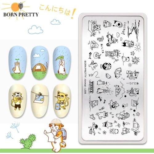BORN PRETTY Nail Stamping Plates Cute Animal Image Patterns Stamp Template Printing Stencils Stainless Steel Tools