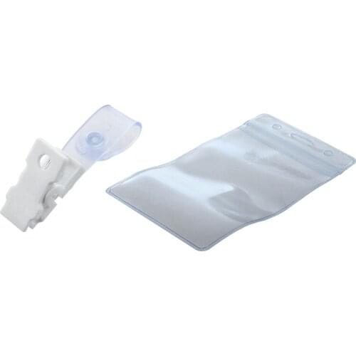 PPYY-50 Pcs Clear Plastic Vertical Name Tag Badge ID Card Holders & 20 Pcs Plastic ID Card Name Tag Holder Badge Strap Clip Whit