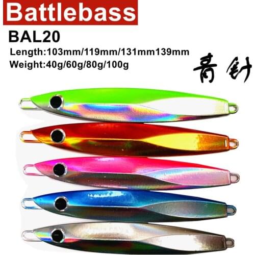 BATTLEBASS Jigging Fishing Lures 60g 80g 100g 120g 150g, Saltwater Slide Jigs Leurre Lead Metal Fish Bait Snapper Lure BAL20