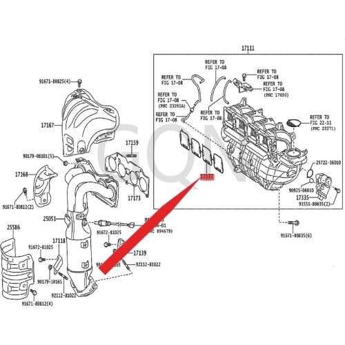 Gasket (intake manifold to cylinder head) 2010-Toy ota ZEL ASS CIO NTC CAM RHI GHL AND ER intake manifold gasket