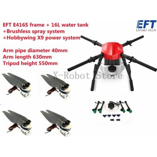 EFT E410S E416S Agricultural spray drone frame 40MM pipe diameter belt Hobby w ing X9 Power System UAV