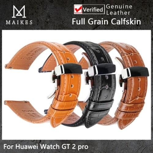MAIKES Genuine Leather Watch Strap 20mm 22mm For Samsung Galaxy Watch 42 46mm Gear S3 WatchBand Quick Release Smartwatch Strap